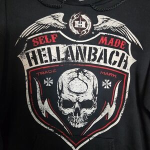 Men's Hellanbach Inc. Black Hoodie Sz Medium Bound for‎ Glory Skull